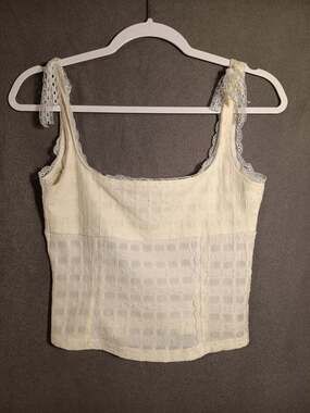 Edikted Lace Semi Sheer Coquette Cropped Tank Top Women’s Small Festival